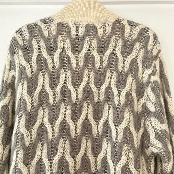 Vintage I.B. Diffusion Classic Wool Button Cable Knit Cardigan Sweater Oversized - Picture 6 of 11